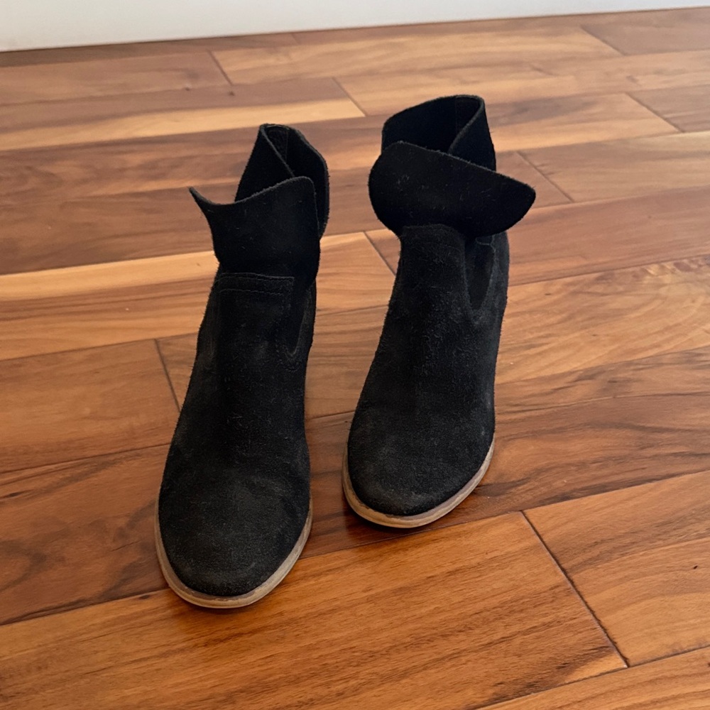 Brass Plum Black Suede Ankle Boots